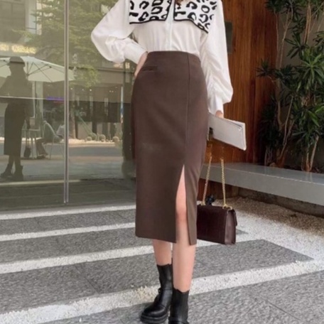 Chân váy bút chì xẻ bên dáng dài Daisy