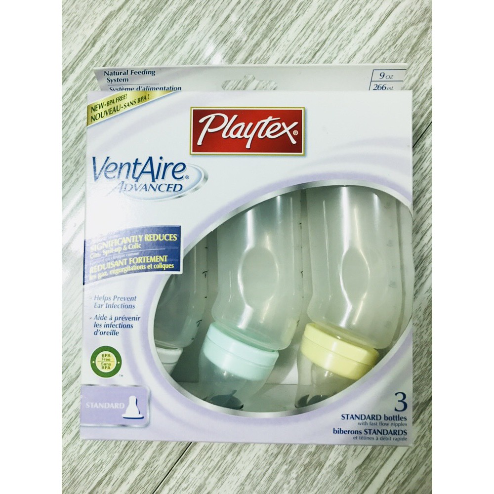 Bình sữa Playtex Ventaire cổ thường 200ml, 266ml