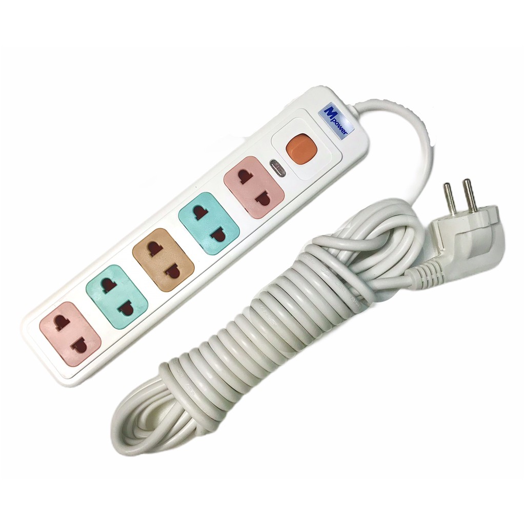 Ổ cắm điện5 lỗ 2 chấu Mpower MP-155 / 5 mét / ĐỔI TRẢ 7 NGÀY MIỄN PHÍ