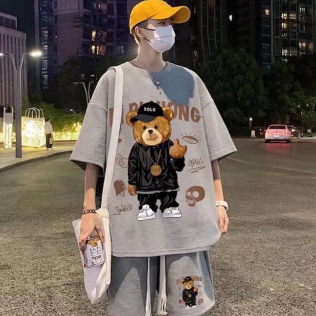 【M-5XL】Set Áo Thun Nam Ngắn Tay + Quần Short Thời Trang Đơn Giản Set đồ nam nữ form rộng unisex in ấn bigsize áo thun quần short dây rút bộ thể thao nam mùa hè bộ thể thao nam  áo thun thể thao nam  quần thun ngắn