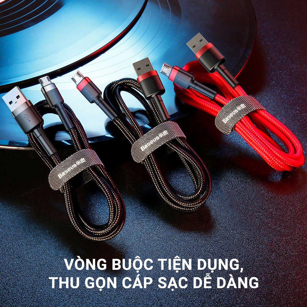 Dây Cáp Sạc Micro USB Baseus Sạc Nhanh 2.4A QC3.0 Cho Điện Thoại Android Samsung/ Oppo/ Huawei/ Xiaomi/ Vivo/ Realme