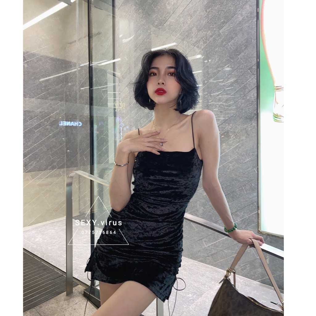 Đầm body hở lưng rút hông