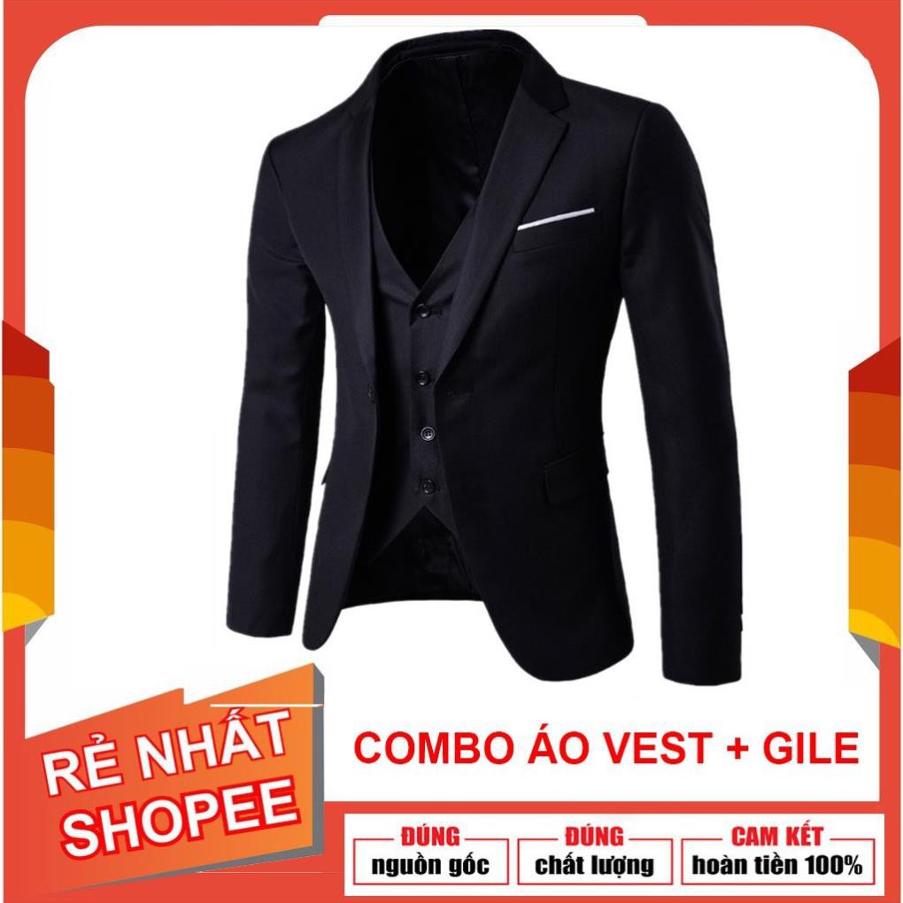 [Siêu rẻ]Combo áo Vest và áo Gile nam lịch lãm phong cách hoàng gia | BigBuy360 - bigbuy360.vn