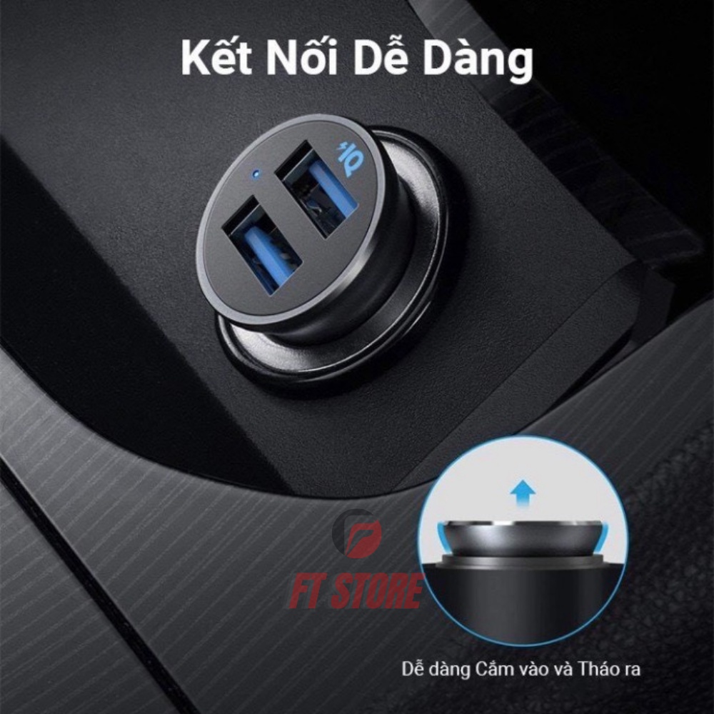 Tẩu Sạc Ô tô ANKER PowerDrive Alloy 2 Cổng 24W - Mã A2727 Bảo hành 12 tháng