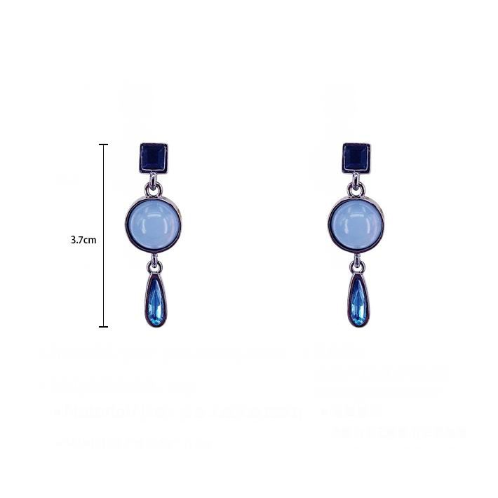 Bông tai Etrendy hình học đính đá opal tòn ten thanh lịch phong cách vintage mới dành cho bạn nữ