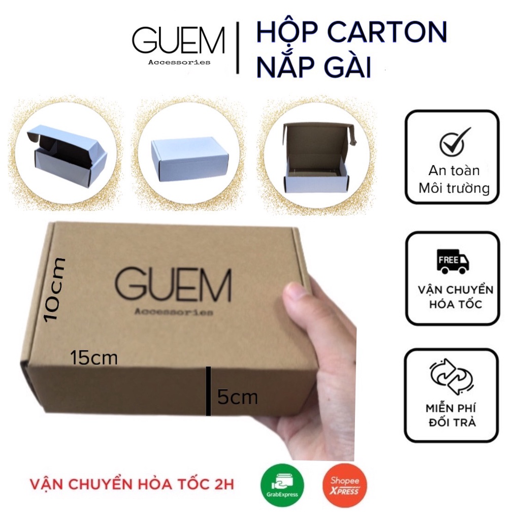 Hộp carton trắng 15x10x5cm nắp gài 15x10x5 cm kích thước 15 x 10 x 5 cm đóng hàng