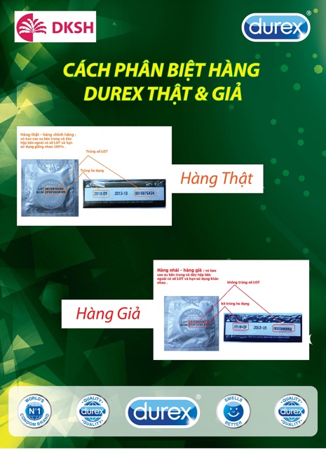 Bao Cao Su Durex CHÍNH HÃNG Durex Siêu Mỏng Kingtex - BCS 49mm Hộp 3 cái