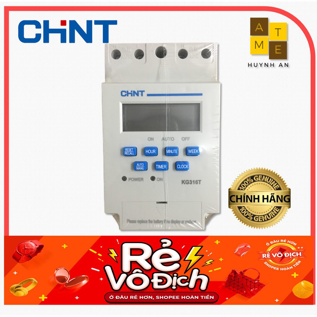 Bộ hẹn giờ, công tắc hẹn giờ thời gian thực Timer 24h KG316 - CHINT ( Hàng Xuất Khẩu chữ Tiếng Anh )