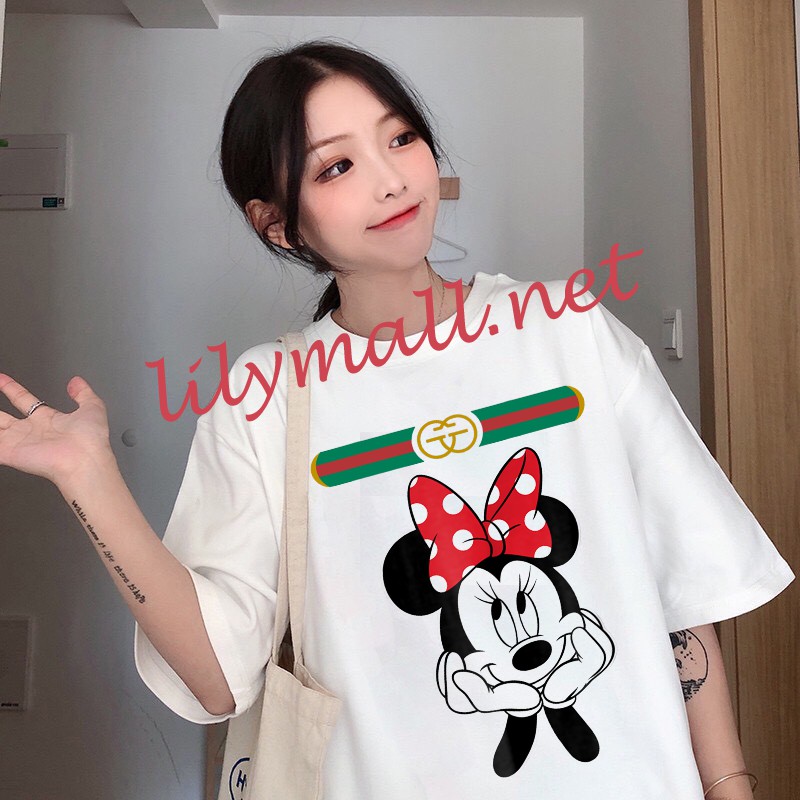Áo thun tay lỡ - Chuột mickey - Hình chuột - Mickey Mouse - Minnie - LOG32 - 008