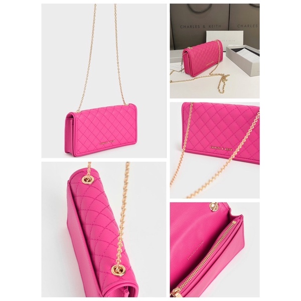 TINUONGSHOP - Ví dài nữ C•and•K ô trám Quilted Pouch hồng sen