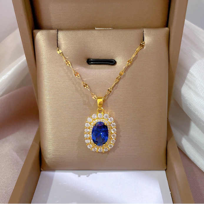 Dây Chuyền Titan Mặt Đá Nhân Tạo Sang Trọng TT 4194