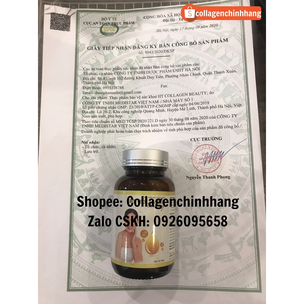 [CAM KẾT HIỆU QUẢ] Thực Phẩm Bổ Sung Collagen Đẹp Da, Ổn Định  Nội Tiết Tố Nữ HT COLLAGEN