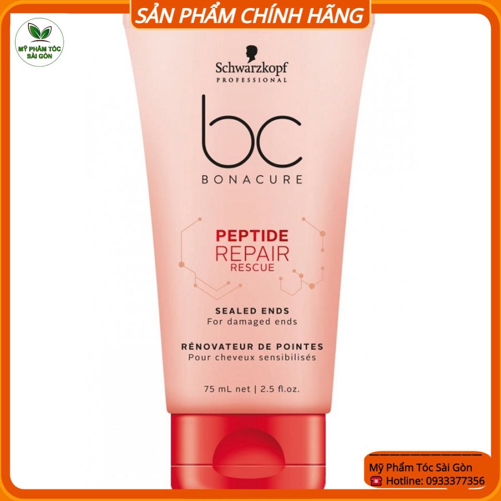 Dưỡng chất suôn mượt cho tóc khô hư tổn chẻ ngọn BC Bonacure Peptide Repair Rescue Sealed Ends 75ml Đức