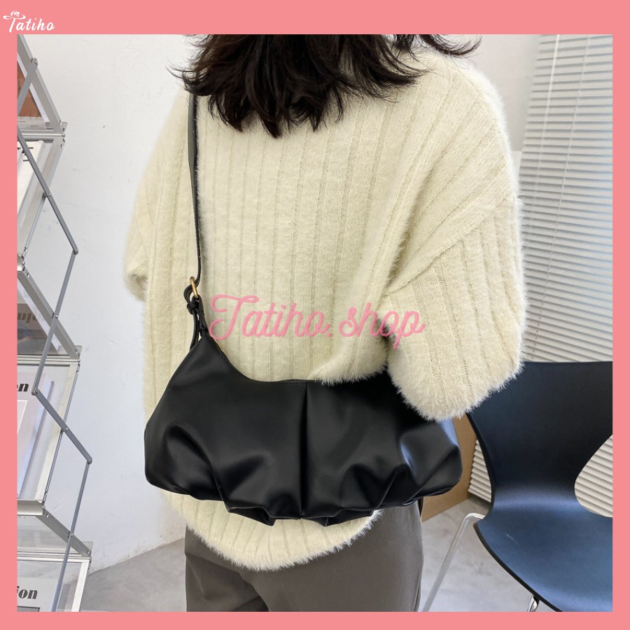 [HÀNG XỊN, GIÁ TỐT] Túi Xách Kẹp Nách Da Mềm Xếp Li Nhún Màu Trơn Thanh Lịch Đẹp - Mã TUI22