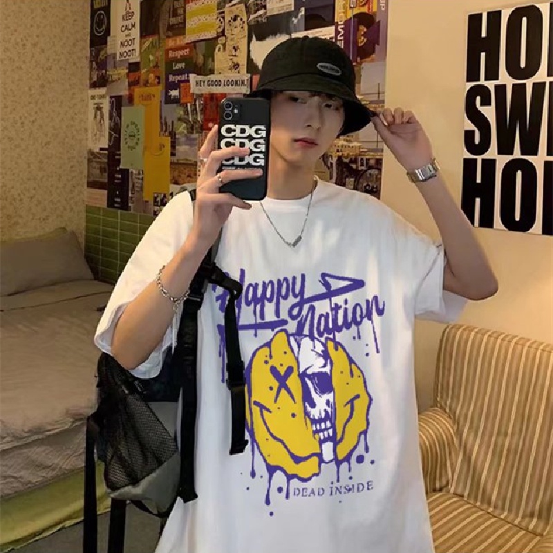 Áo Thun Tay Ngắn Dáng Rộng In Họa Tiết Hoạt Hình Phong Cách Hip Hop Hàn Quốc Thời Trang Mùa Hè Cho Nam Và Nữ size M-5XL