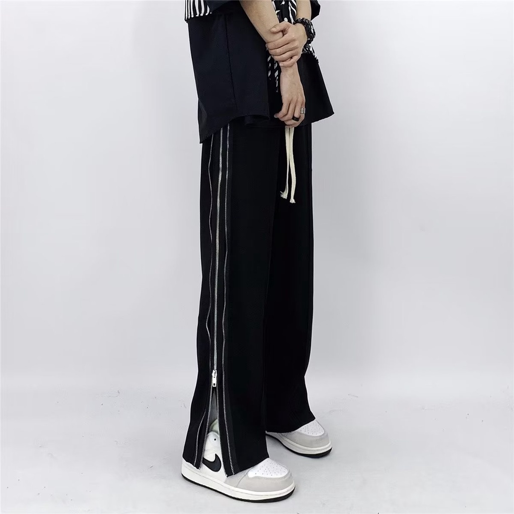 Quần DàI ống Suông Rộng PhốI Dây Phản Quang Phong Cách Hip Hop Cá Tính Cho Quần Jean Nam ống đứng Thời Trang Unisex Quần Jean Nam Quần Tây Nam Quần Baggy Jean