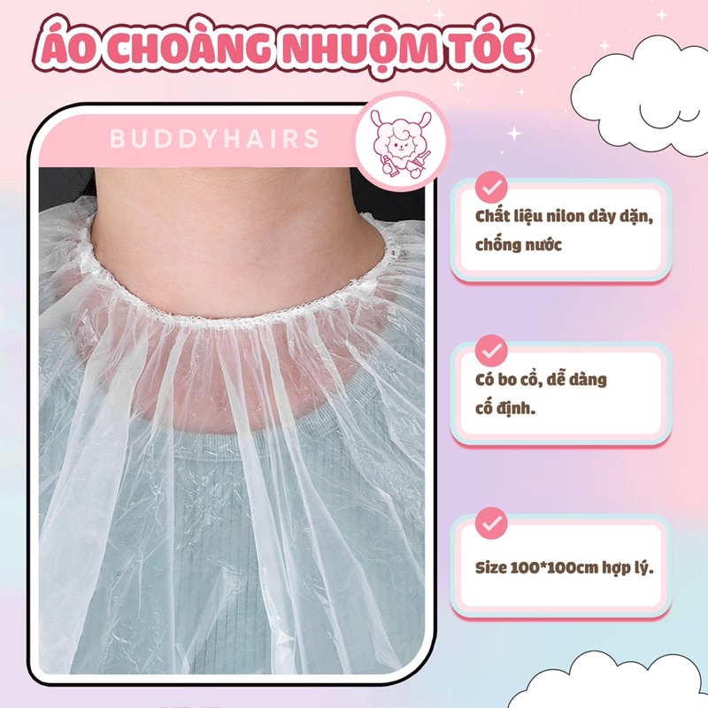 Áo choàng nhuộm tóc nilon dày dặn phiên bản cải tiến Buddyhairs, Buddyhair, Buddy.hairs