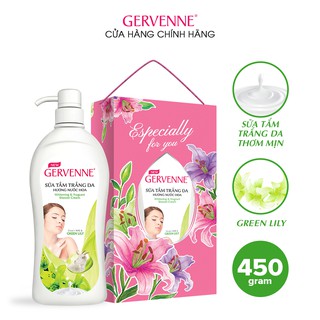 Hộp quà sữa tắm trắng da Gervenne Green Lily 450gr