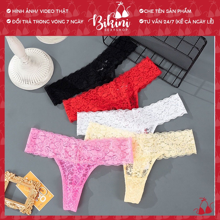 Quần lọt khe gợi cảm chữ T ren mịn co giãn tốt có cỡ bigsize màu đỏ/ đen/ trắng/ vàng 078