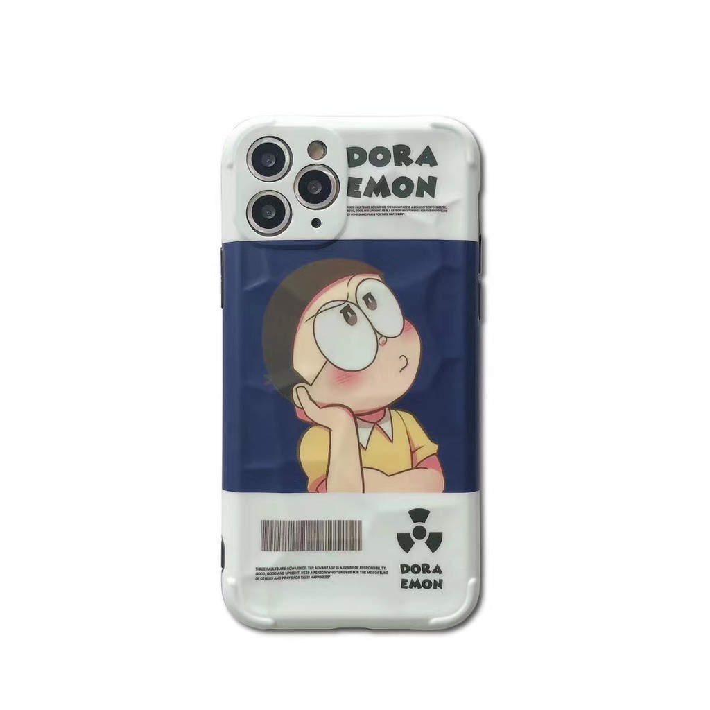 Hợp iphone case 12/12mini/12pro/12pro max/11/11pro/11pro max/xs max/xr/xs/x/8/7/8plus/7plus Doraemon   3D texture Ống kính bảo vệ trọn gói