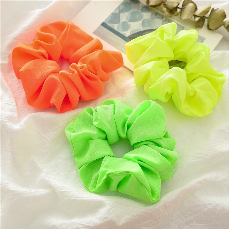 Scrunchies Cột Tóc Vải Huỳnh Quang Độc Đáo A505