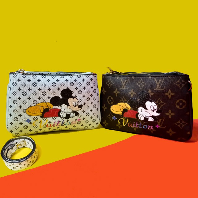 [RẺ NHẤT SHOPEE] Túi đeo chéo nữ kẹp nách XC-003, Họa tiết chuột Mickey, LV, kiểu dáng thời trang, phong cách