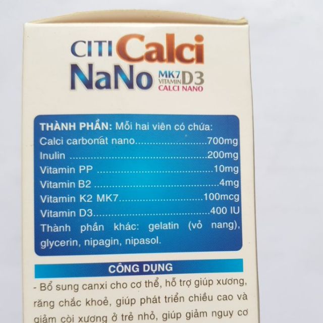 Calci  Nano D3_ Mk7 bổ sung canxi cho trẻ em, người lớn và người cao tuổi