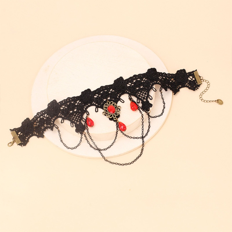 Vòng Cổ Choker Ren Phối Tua Rua Phong Cách Gothic Punk Cổ Điển