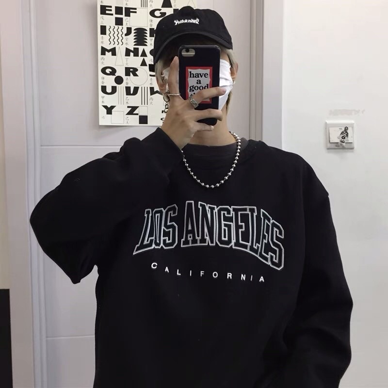Áo Sweater chữ Los Angeles tay bồng đủ màu from thụng Unisex,Áo Sweater Nam/Nữ phong cách Ulzzang