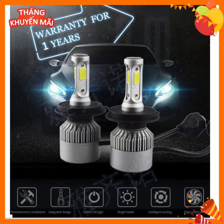 Đèn LED (1 cặp) Tản nhiệt nhôm 8000 Lumen cao cấp chống nước IP67 (FA/COS) ô tô - xe máy