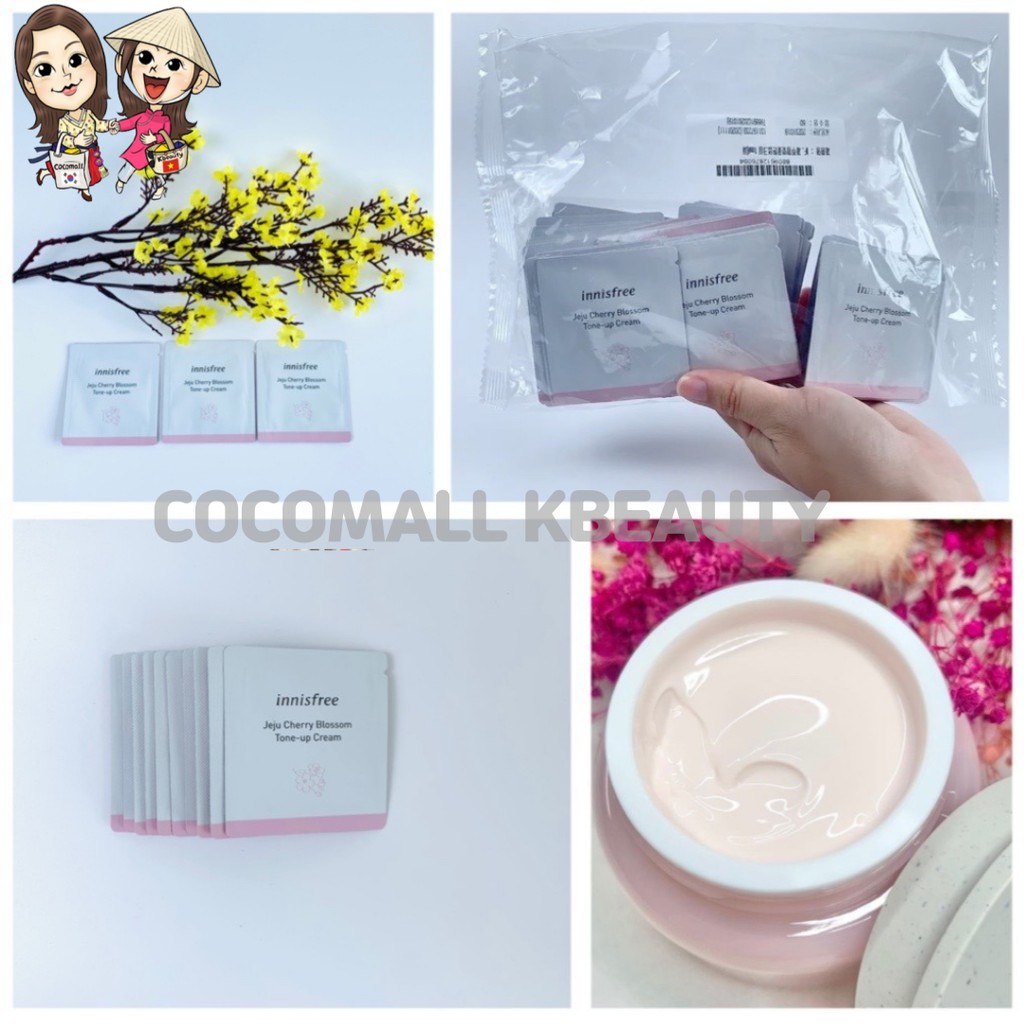 Gói Sample Kem Dưỡng Trắng, Nâng Tone Màu Da Innisfree Jeju Cherry Blossom Tone Up Cream 1ml cocomallkbeauty