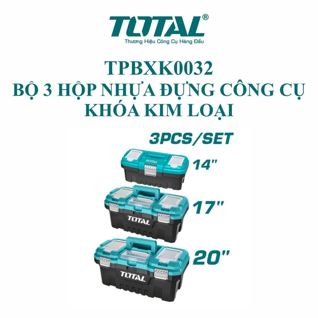 Bộ 3 hộp nhựa đựng công cụ khóa kim loại Total TPBXK0032