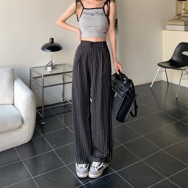 SUXI Quần ống rộng Họa Tiết Sọc Thời Trang Cho Nữ