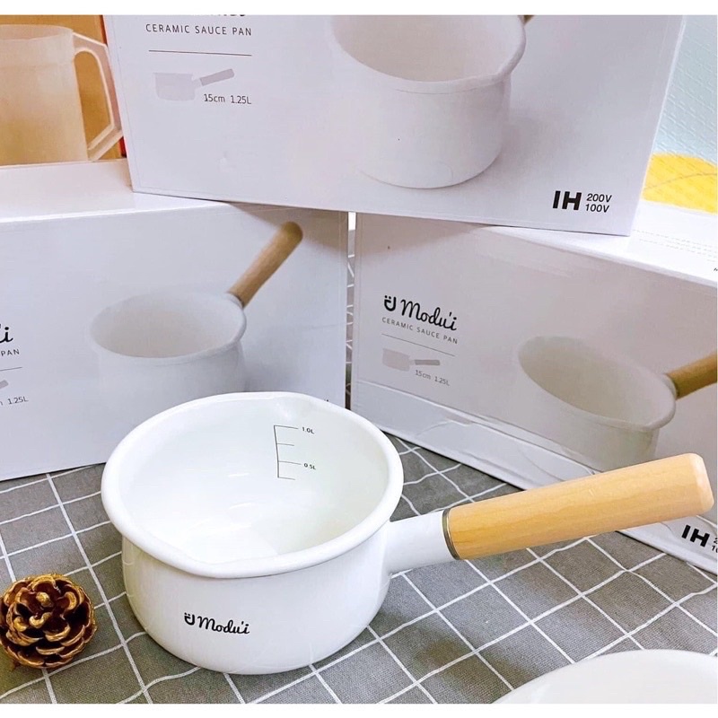 Nồi sứ Modui,Quoánh sứ nấu cháo,bột ăn dặm Hàn quốc có vạch chia