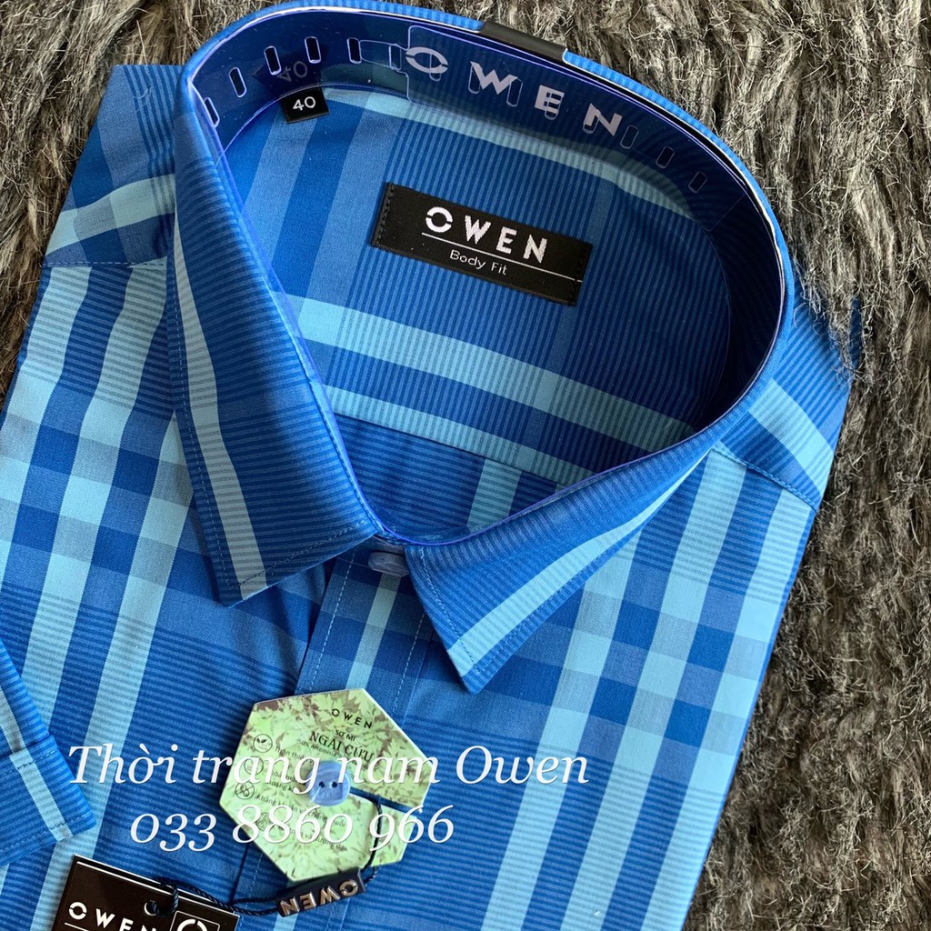 OWEN - Aó sơ mi ngắn tay Owen Regular fit chất lô hội kẻ ca rô xanh 22947 | BigBuy360 - bigbuy360.vn