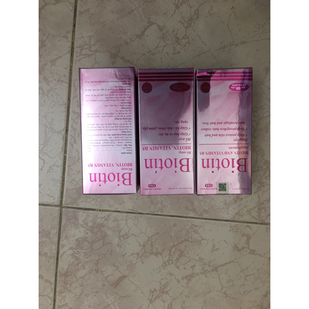 Viên uống BIOTIN bổ sung biotin+vitamin B5 giúp giảm rụng tóc, bảo vệ da, chắc móng – Hộp 60 viên