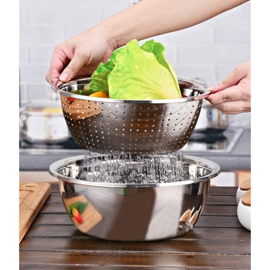 Bộ 5 món thau và rổ inox không gỉ bền đẹp