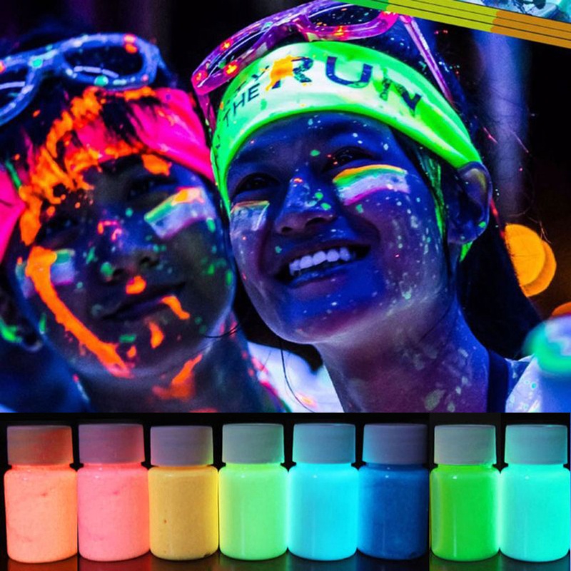 SIY 8 Colors  Luminous Epoxy Resin Pigment Glow in The Dark Liquid Colorant Body Art UV Body Paint Set Each 15g