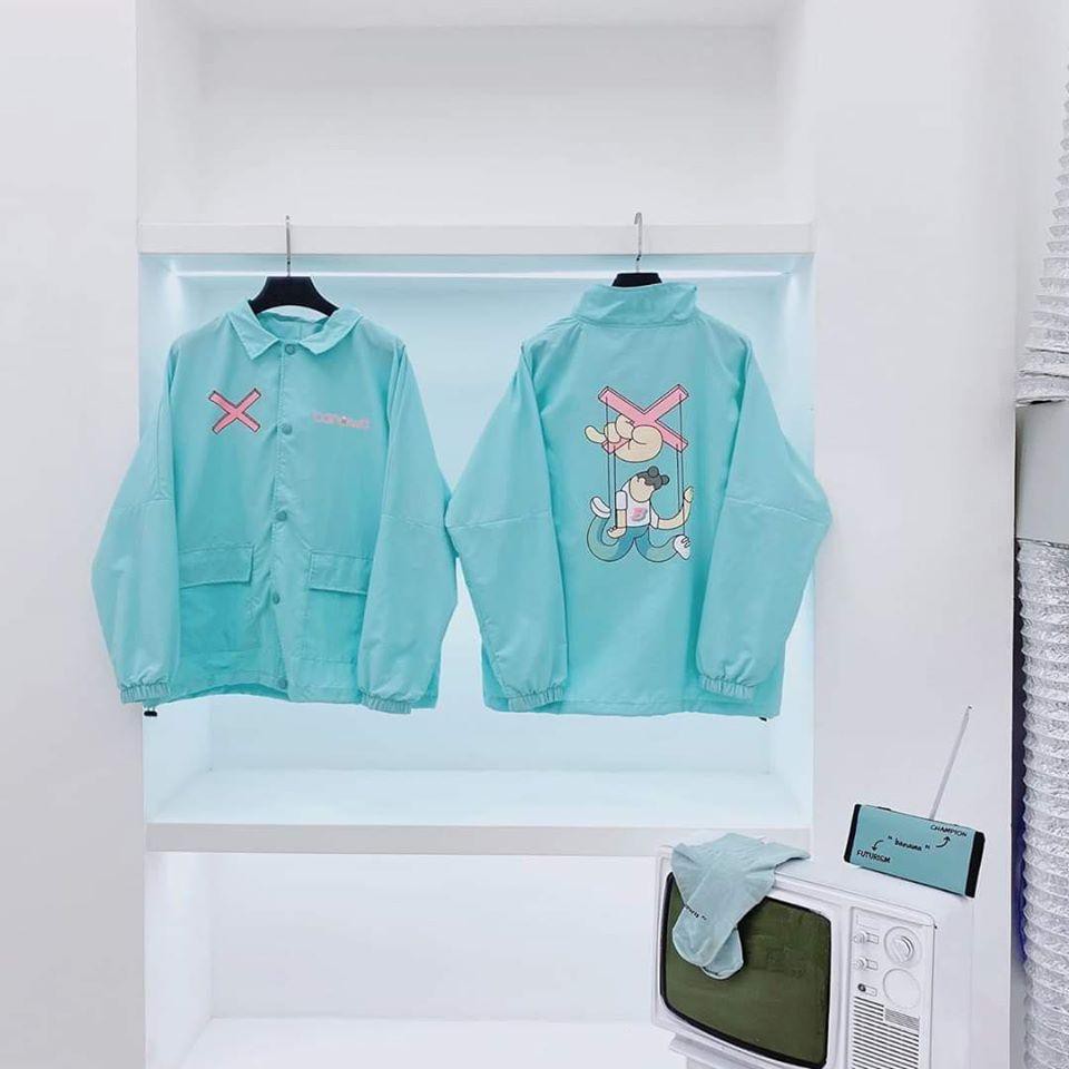 Áo khoác dù nữ chống nắng phong cách teen 4 màu hồng-xanh-tím-xám 2 túi lớn cổ bẻ TP22