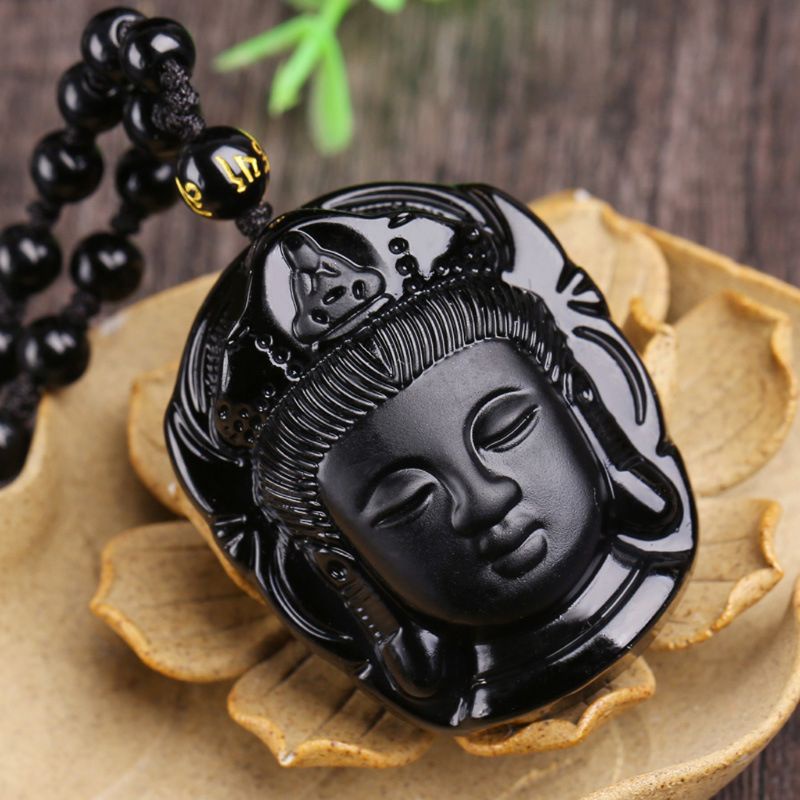 Vòng cổ Chuỗi Hạt Đá Obsidian Có Thể Điều Chỉnh Cho Nam Và Nữ