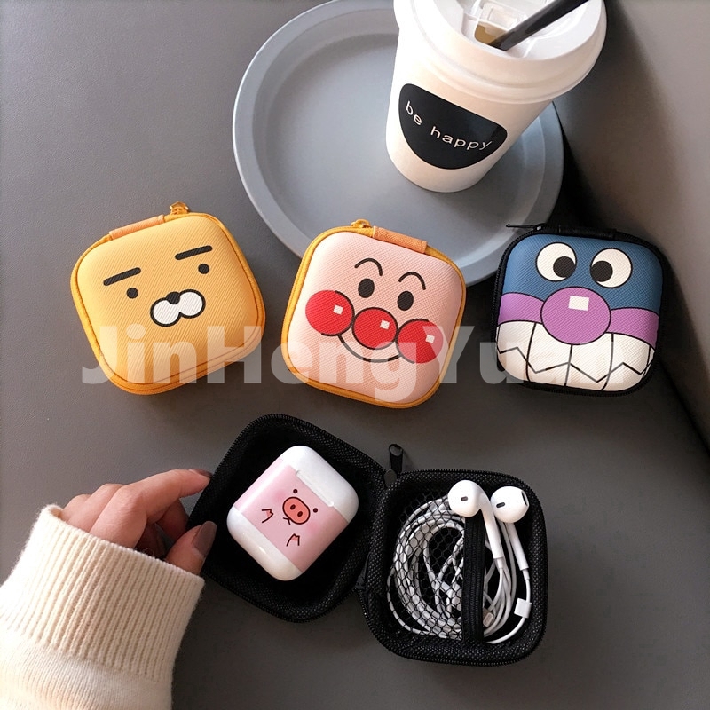 Zipper storage box cute cartoon coin data cable storage bag