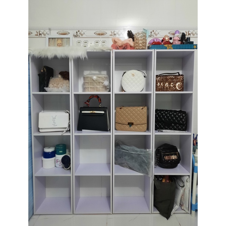Kệ sách gỗ tổ ong 4 tầng kệ gỗ đa tầng tiện lợi giá sách chất liệu MDF màu Trắng