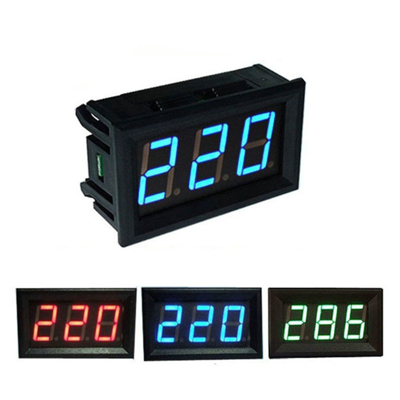 Vôn kế kỹ thuật số đo điện áp có 2 dây màu đỏ xanh lục 110 V 220 V 0,56 inch AC 30-500V LED