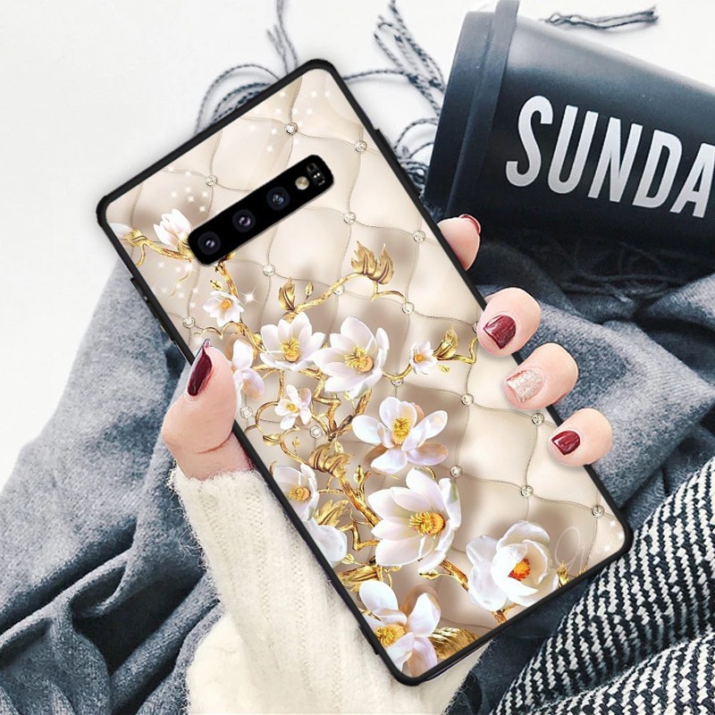 [HOT] - ỐP IPHONE, SAMSUNG TRÁNG GƯƠNG HOA TRẮNG NỀN Ô TRÁM