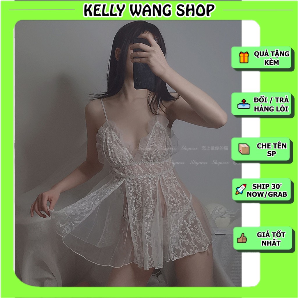 Sx737 váy ngủ voan thêu hoa - đồ ngủ sexy -KellkyWang