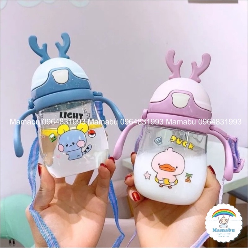 Bình Tập Uống, Bình Tập Hút Cho Bé, Bình Nước Đi Học Có Van Chống Sặc Và Vạch Chia Mamabu