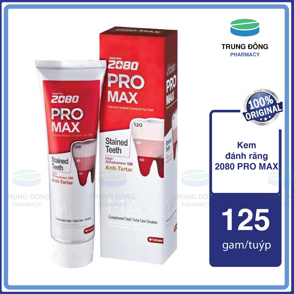 Kem đánh răng  2080 PRO MAX, MILD SENSITIVE cao cấp Hàn Quốc,  chống ê buốt cho răng nhạy cảm 125G - Trung Đông Pharmacy