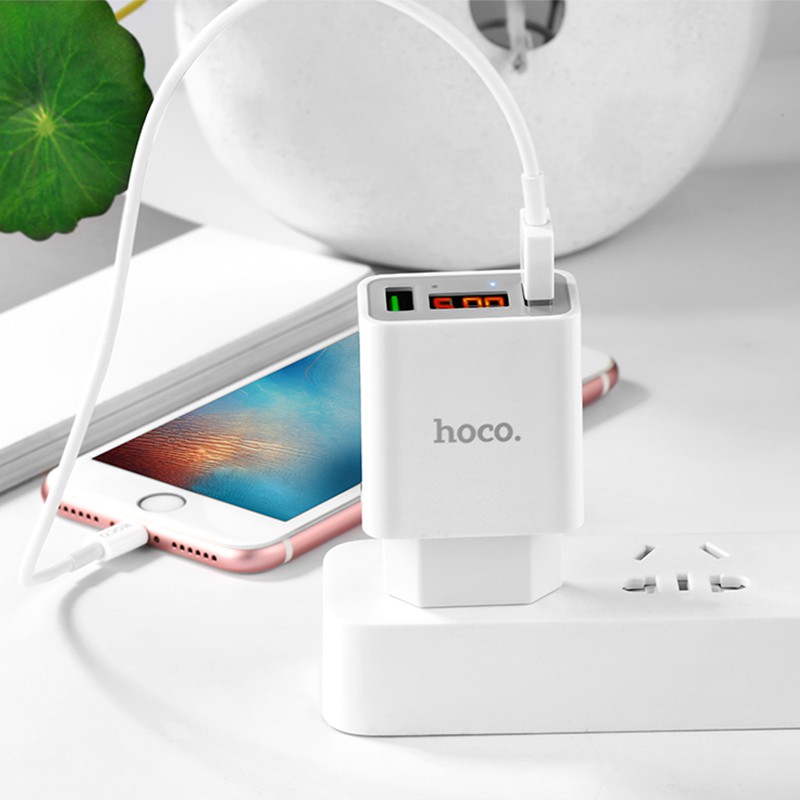 Cốc sạc Hoco C25A Cool có màn hình hiển thị (2 cổng sạc, dòng điện max 2.2A) - Hãng phân phối chính thức