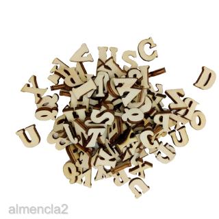 200x Unfinished Wooden Shapes Letter Alphabet Embellishments for Kids Games