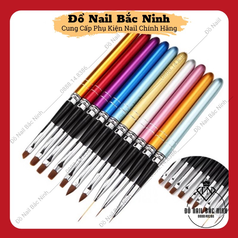 Bộ Cọ Vẽ Nail 10 Cây Cán Nhôm Cao Cấp Đầy Đủ Cọ Hoa Cúc, Cọ Nét, Cọ Bản , Cọ Màu Nước